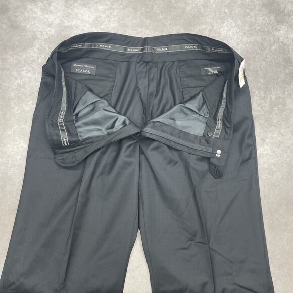 New Jos A Bank Signature Mens 40x36 No Hem Black Wool Dress Pants Pleated Front - Picture 3 of 8